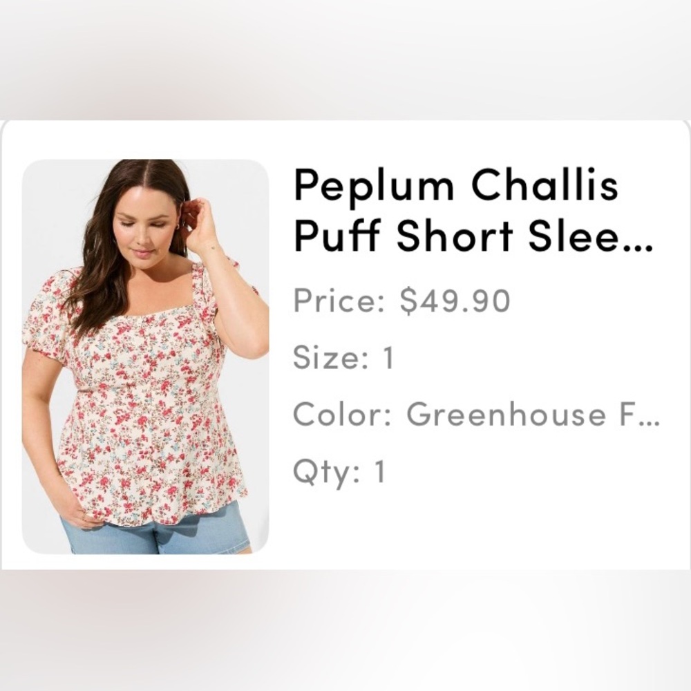 NWT Torrid Floral Short Sleeve Top